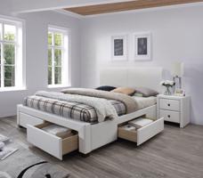 Kétszemélyes ágy, tárolóhellyel, fehér, 160 cm - URANUS - Butopêa